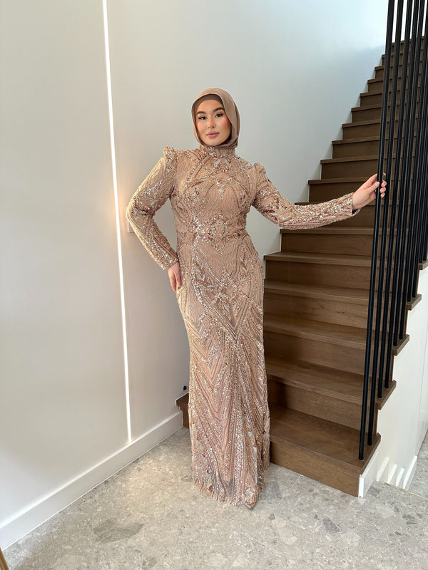 NISREEN FORMAL DRESS- CHAMPAGNE