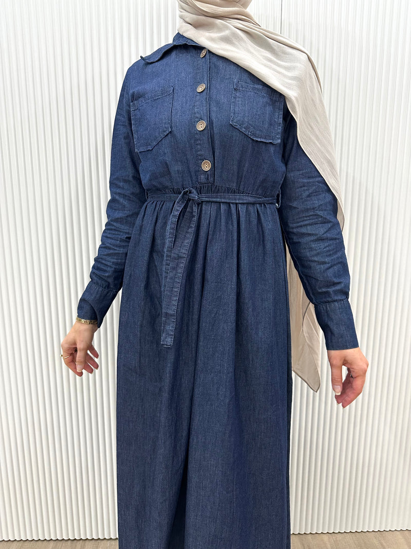 DENIM WAISTLINE DRESS