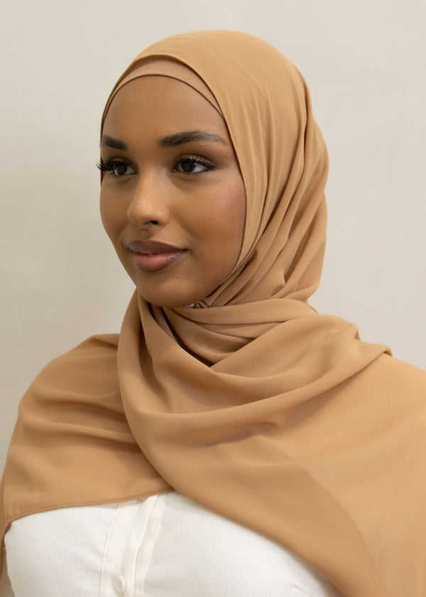 CREPE TUMERIC SCARF & BAMBOO CAP SET