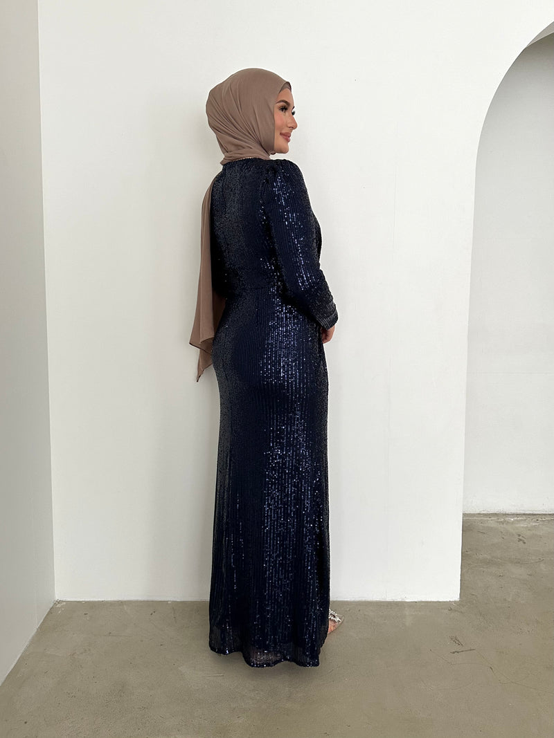 TAMANA SEQUINS DRESS-NAVY