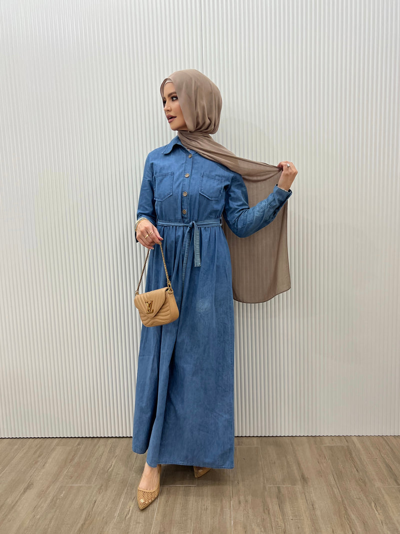 DENIM WAISTLINE DRESS