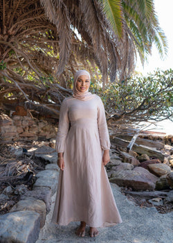 AMIRA LINEN DRESS- OYSTER PEARL