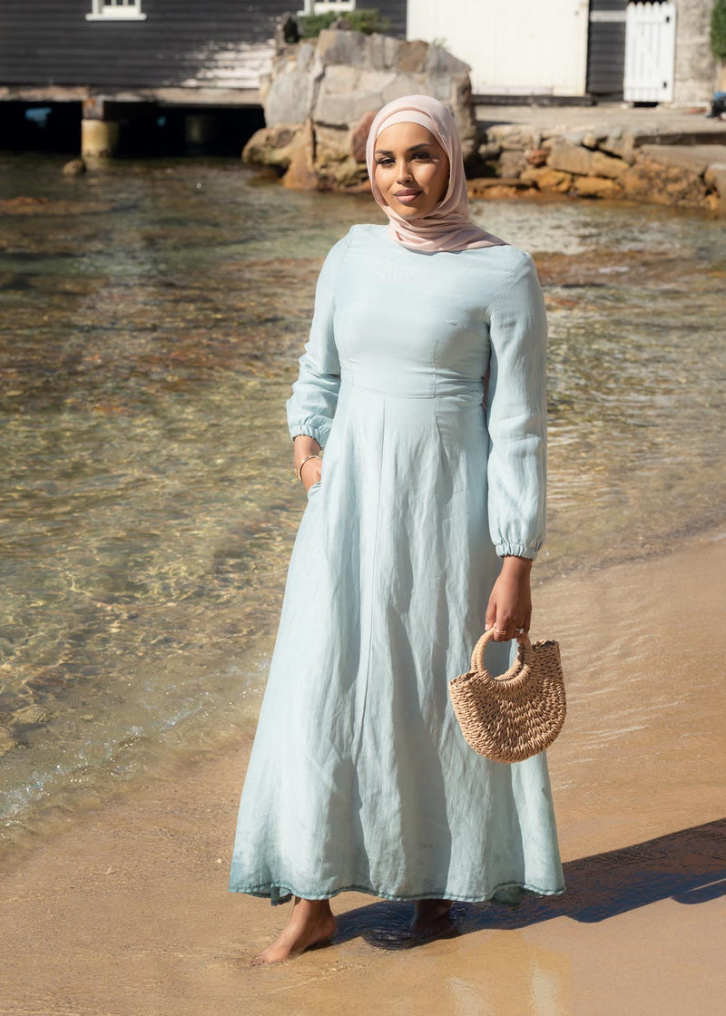 AMIRA LINEN DRESS- OCEAN