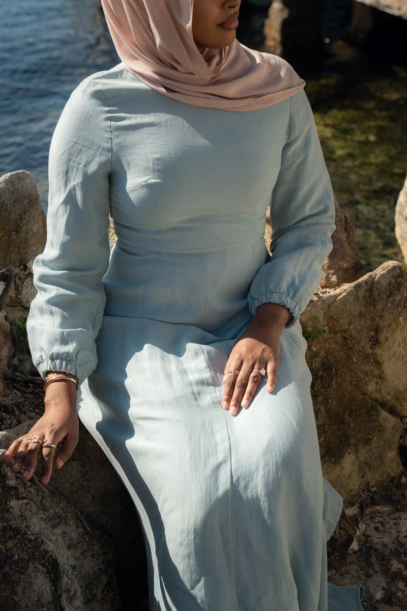 AMIRA LINEN DRESS- OCEAN