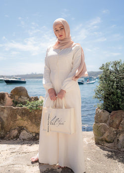 DEMURE LINEN DRESS- IVORY